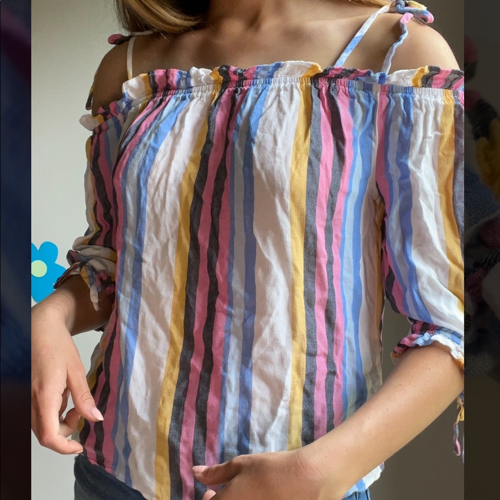 a.n.a boho off the shoulder striped blouse🌸🌞